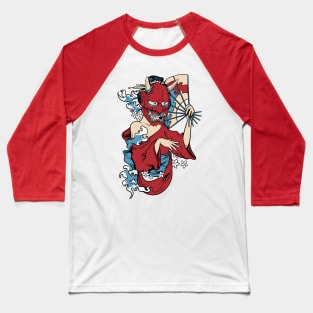 Geisha in Demon Mask Baseball T-Shirt